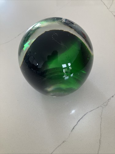 Fermacarte sfera vetro verde - fermacarte,