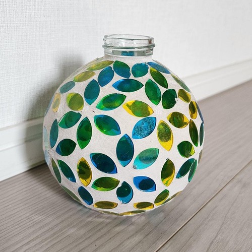 Mosaic glass sphere vase - sphere, blue